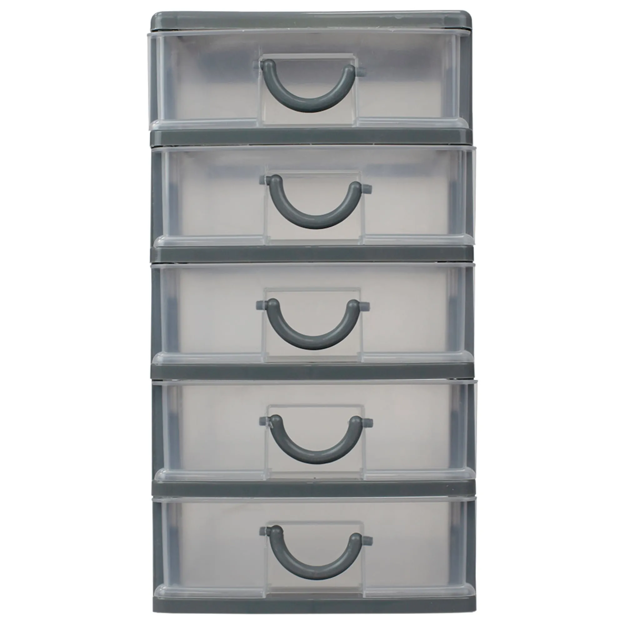 5 tier Plastic Drawer Organizer, Grey