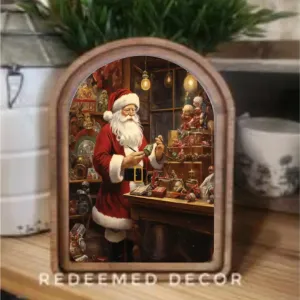 Arch Top Santa Workshop Framed Art