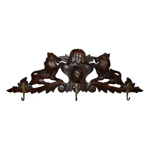 Carved Coat Rack with Three Hooks