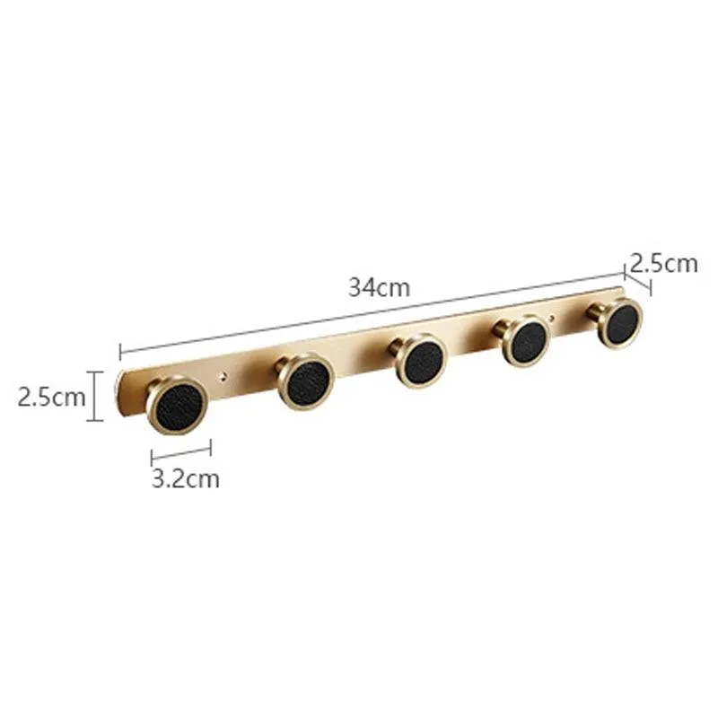 Elegant Luxe Gold Brass Wall Hook Rack with 5 Sturdy Hooks - Stylish Storage Solution