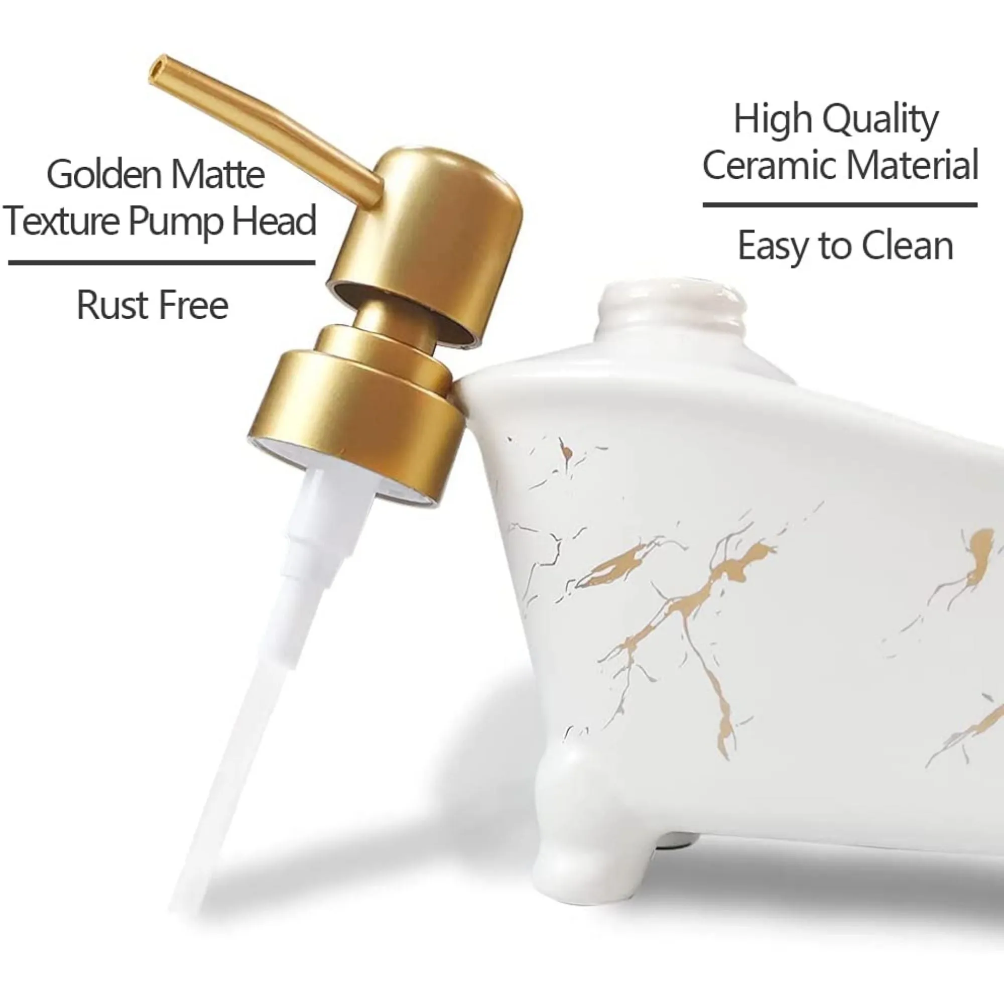 FabSeasons White Ceramic Soap Dispenser, 415ML