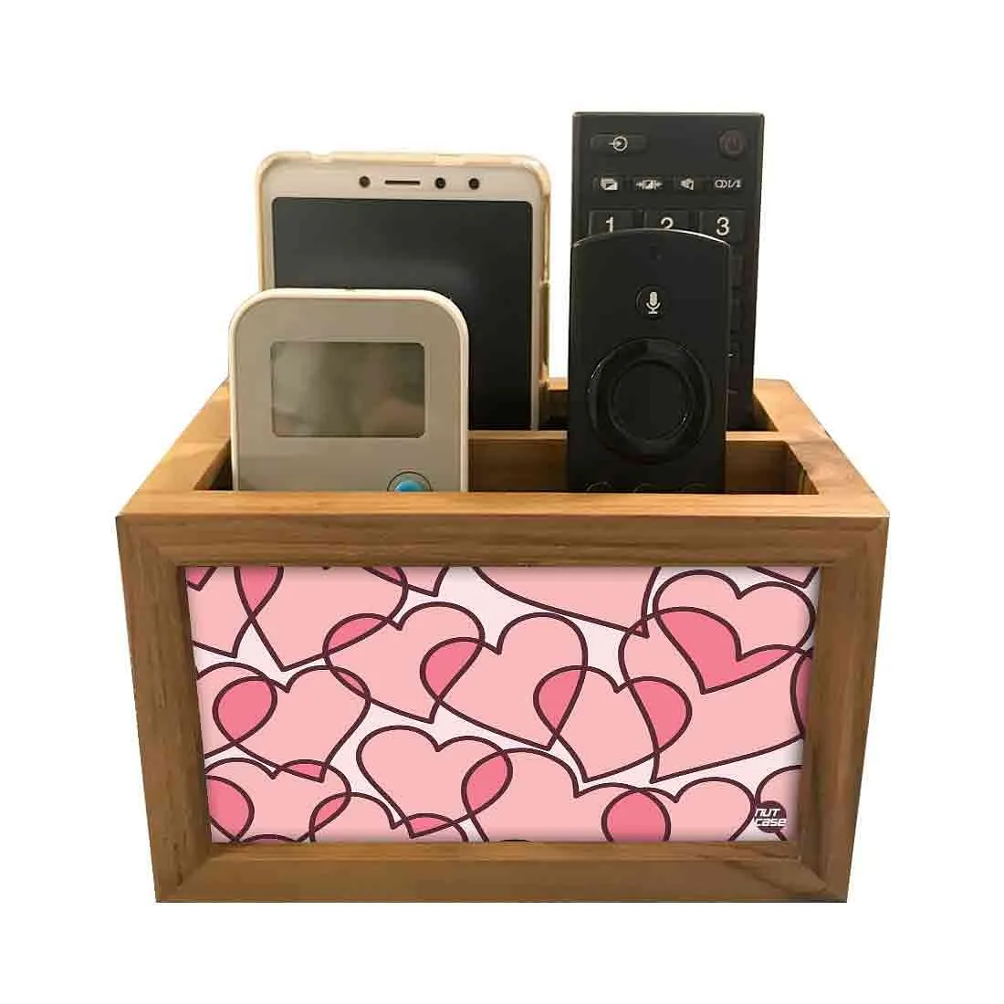Wooden TV Remote Holder For TV / AC Remotes -  Hearts